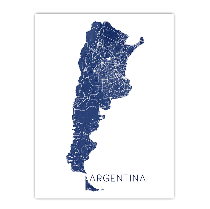 Map of Argentina in blue on a white background