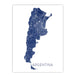 Map of Argentina in blue on a white background