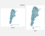 Two maps of Argentina in marine color with 'Landscape' and 'Portrait' orientations.