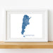 Framed map of Argentina on a white background