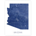 Map of Arizona in blue on a white background
