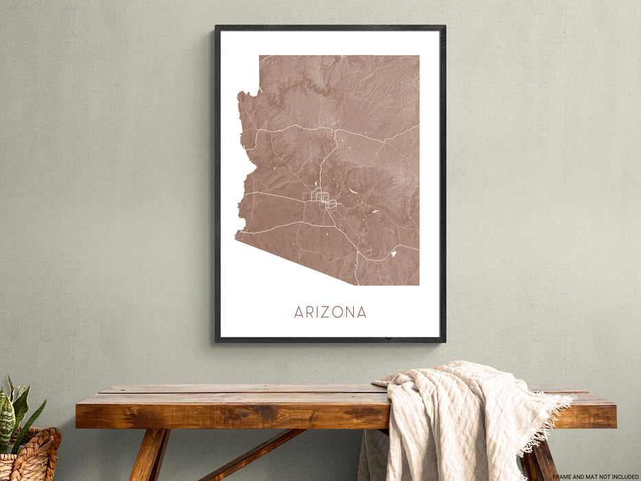 Arizona state map print by Maps As Art.
