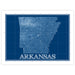 Map of Arkansas in blue with grid lines on a white background