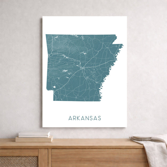 Map of Arkansas on a white background