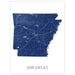 Map of Arkansas with a blue color scheme on a white background