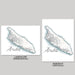 Two maps of Aruba, one in landscape and one in portrait orientation, on a gray background.