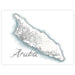 Map of Aruba with a light blue outline on a white background