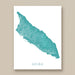 Map of Aruba in teal color on a white background