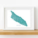 Framed map of Aruba on a white wall