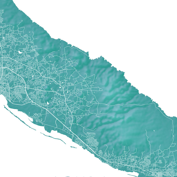 Map of a coastal area with urban planning layout