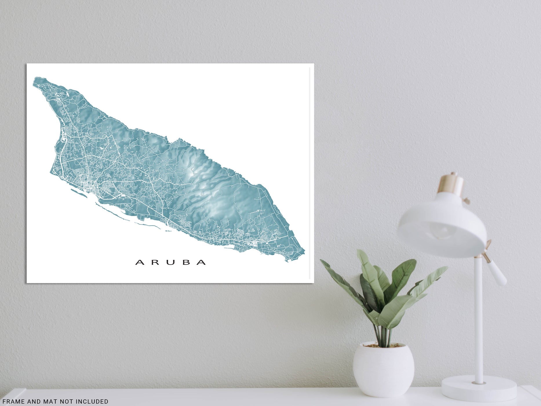 Aruba Map Wall Art Print Poster, Caribbean Island Street Maps for Home ...