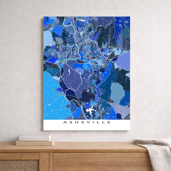 Asheville Street Map Wall Art Print: Blue Urban Map Poster