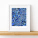 Framed map of Atlanta with a blue mosaic design on a white background