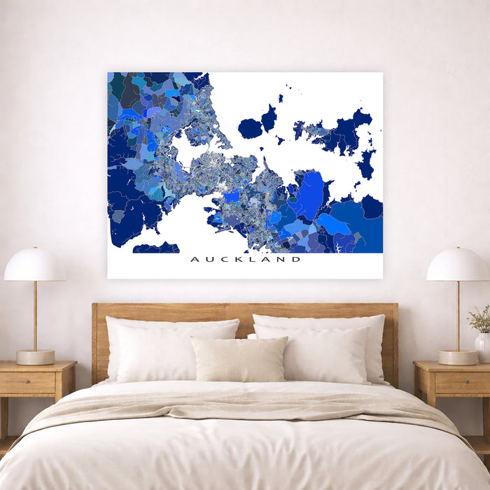 Auckland Street Map Art Print: Blue City Wall Map Poster