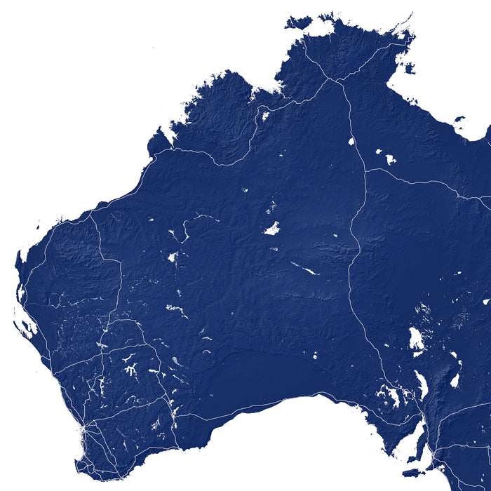 Map of Australia in blue on a white background