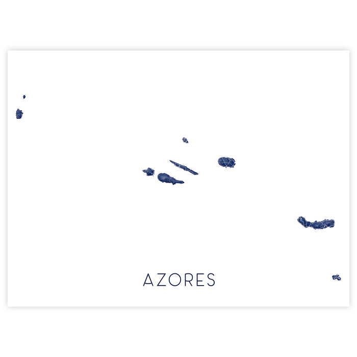 Map of the Azores islands on a white background