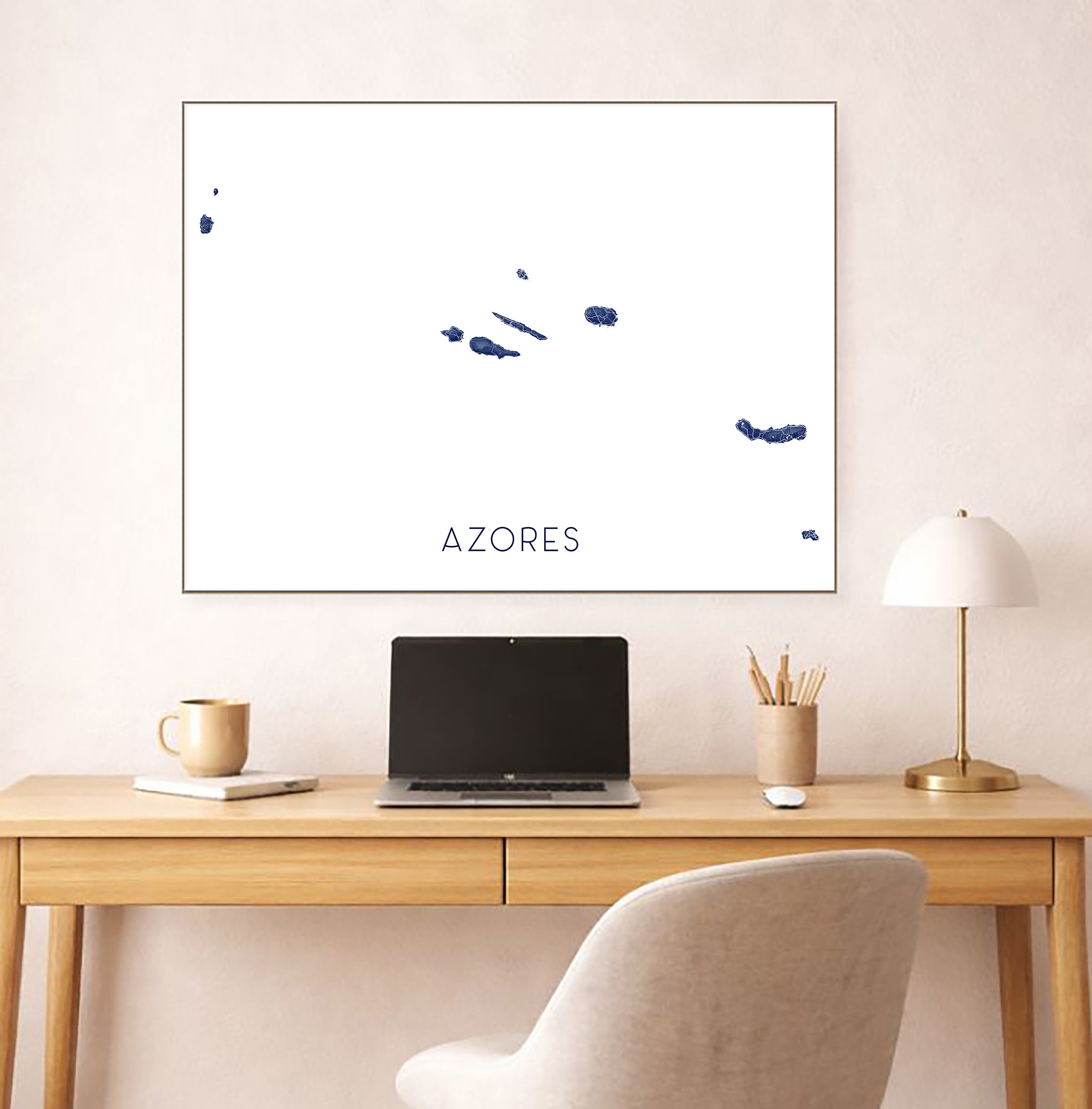 Azores Map Wall Art Print: Portugal Islands, Sao Miguel, Ponta Delgada ...