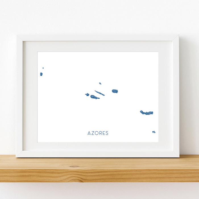 Framed artwork of the Azores on a white wall