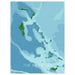Map of The Bahamas with a blue and green color scheme