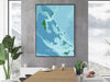 The Bahamas map print with a blue ocean design by Maps As Art.