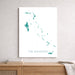 Map of The Bahamas on a white background above a wooden surface.