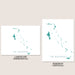 Two maps of The Bahamas, one in landscape and one in portrait orientation, on a beige background.