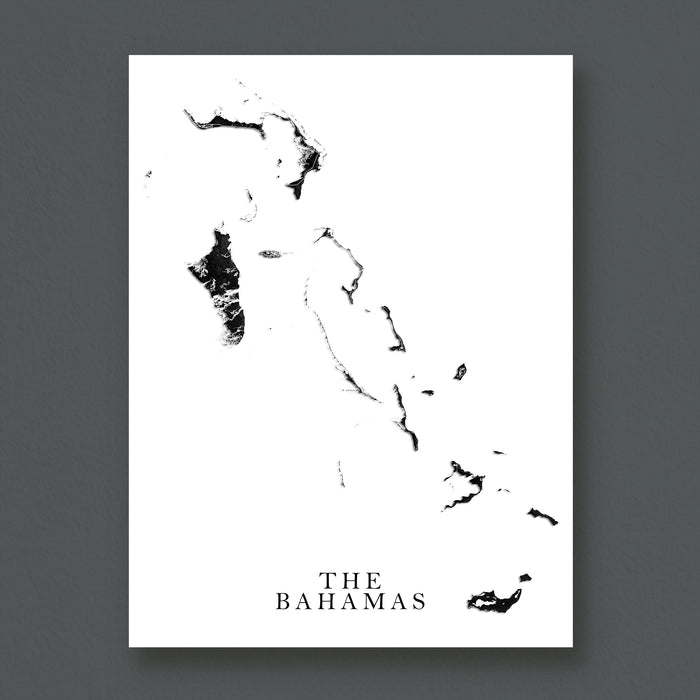 Map of The Bahamas on a white background with black outline