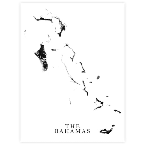 Map of The Bahamas in black on a white background