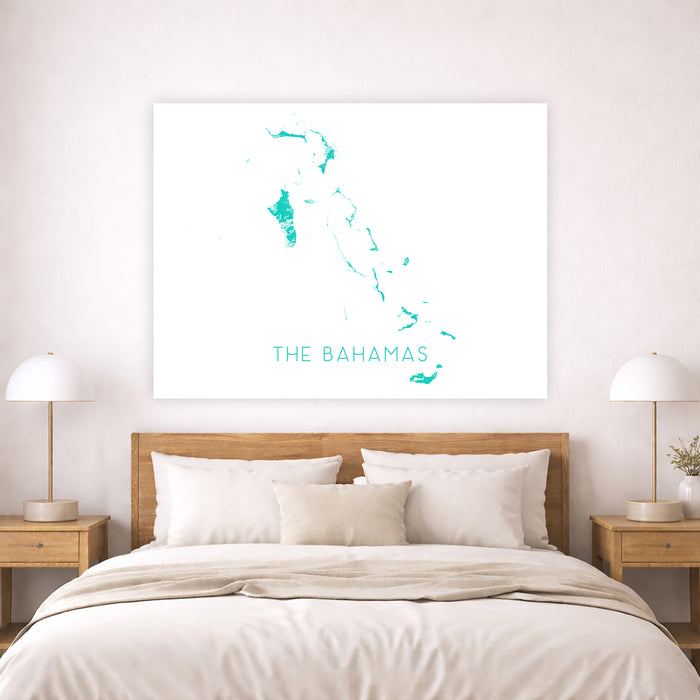 Bahamas Islands Map Wall Art Print or Poster: Nassau Abaco Eleuthera Berry Grand Bahama Bimini