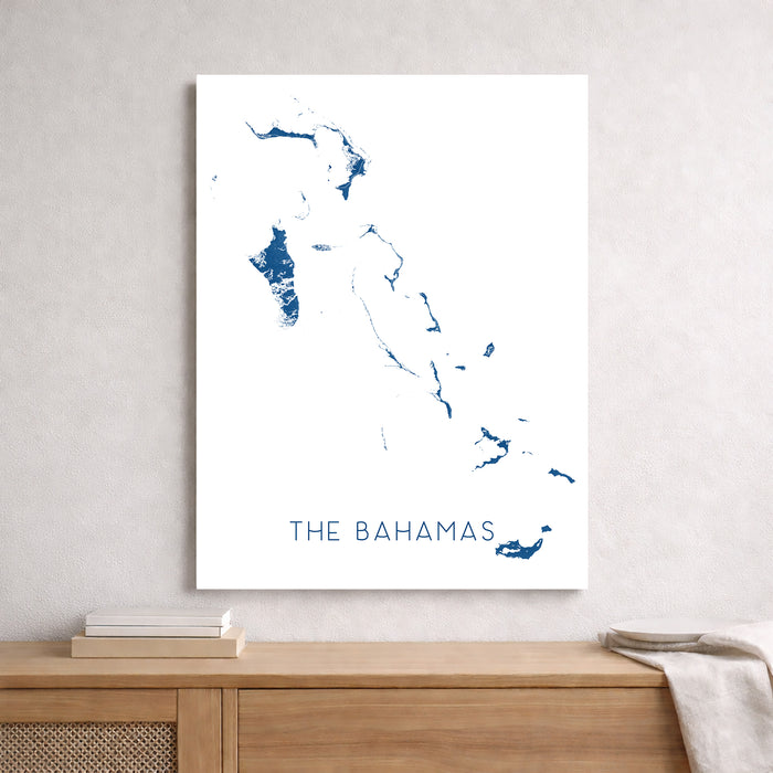 Bahamas Islands Map Wall Art Print or Poster: Nassau Abaco Eleuthera Berry Grand Bahama Bimini