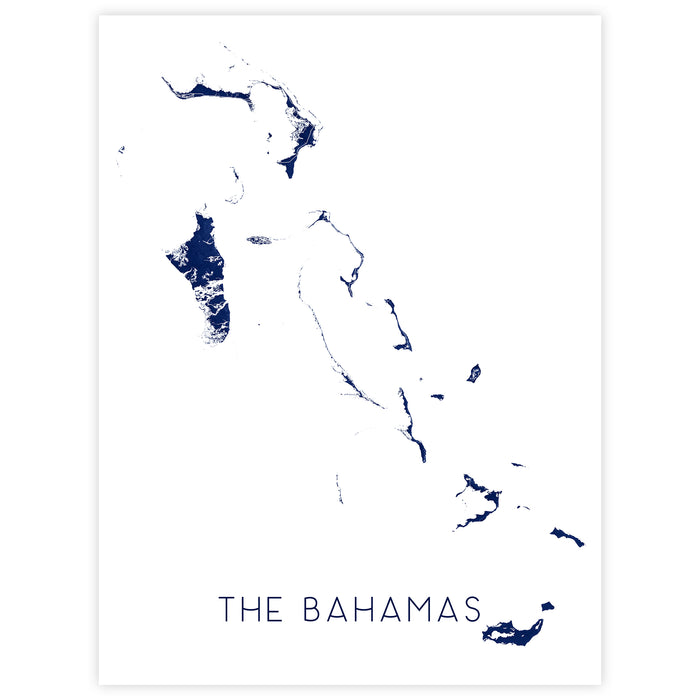 Bahamas Islands Map Wall Art Print or Poster: Nassau Abaco Eleuthera Berry Grand Bahama Bimini