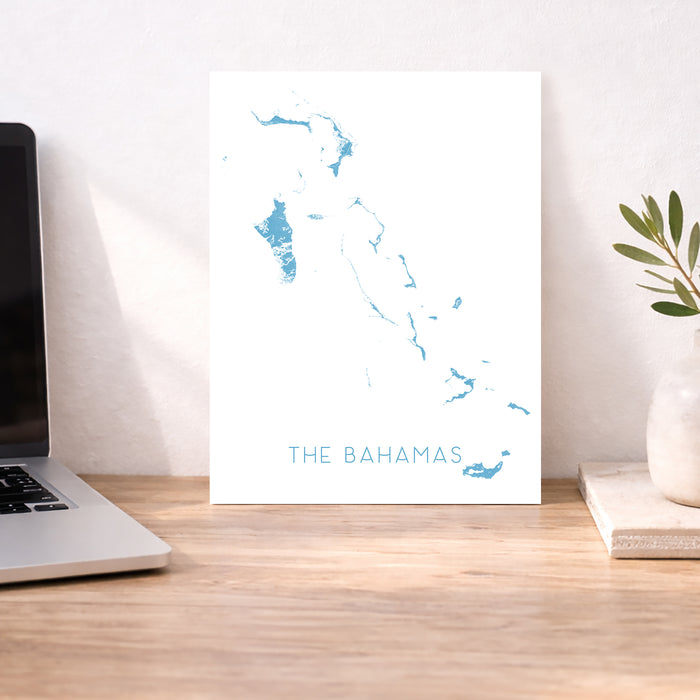 Bahamas Islands Map Wall Art Print or Poster: Nassau Abaco Eleuthera Berry Grand Bahama Bimini