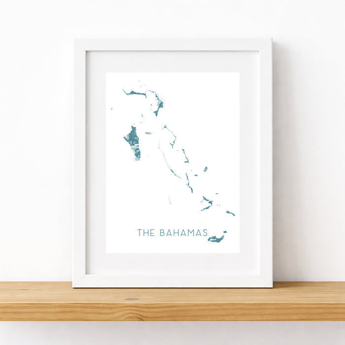 Bahamas Islands Map Wall Art Print or Poster: Nassau Abaco Eleuthera Berry Grand Bahama Bimini