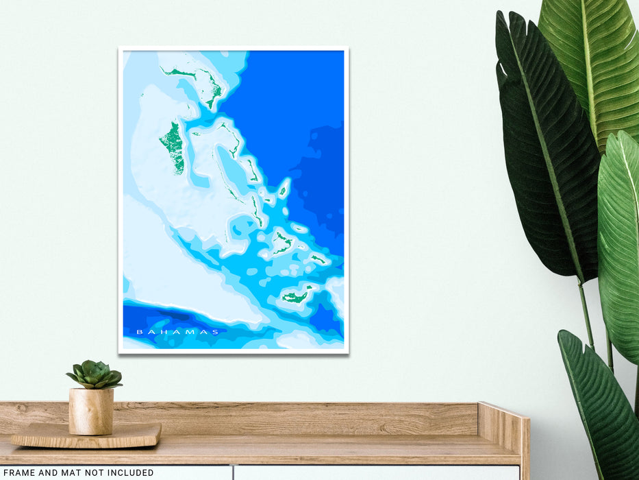 The Bahamas map art print designed by Maps As Art.