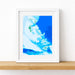Framed map of the Bahamas on a white wall
