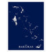 Map of The Bahamas on a blue background