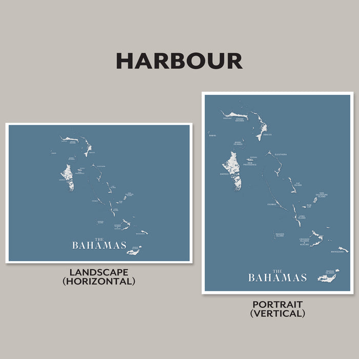 Bahamas Map Wall Art Print: Labeled Caribbean Islands Poster