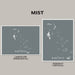 Two map prints of The Bahamas on a gray background with 'MIST' branding.
