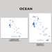 Two maps of The Bahamas, one landscape and one portrait, on a gray background with 'OCEAN' text above.