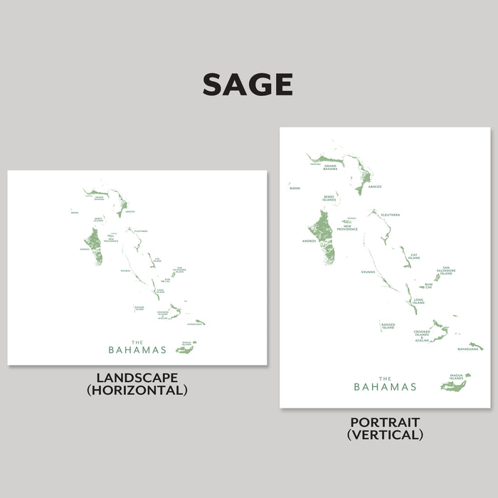 Two maps of The Bahamas with 'SAGE' branding on a gray background.
