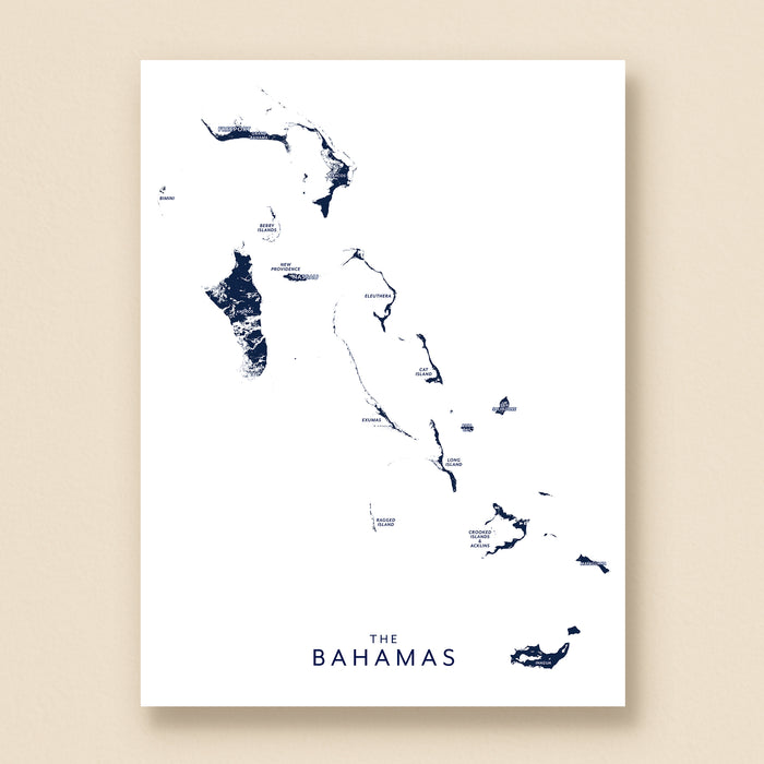 Map of The Bahamas on a white background