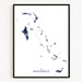 Framed map of The Bahamas on a white background