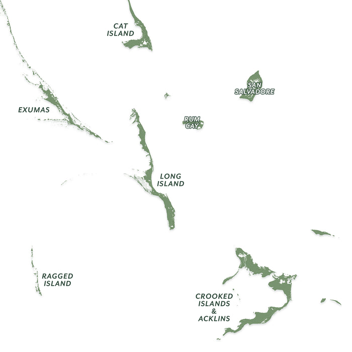 Map of islands with labels on a white background