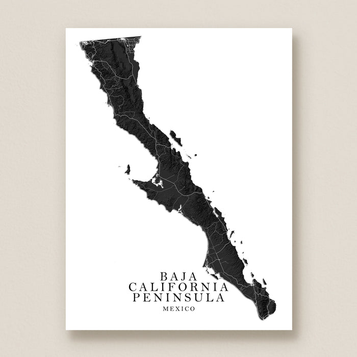 Map of Baja California Peninsula on a white background