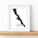 Framed map of Baja California Peninsula on a white background