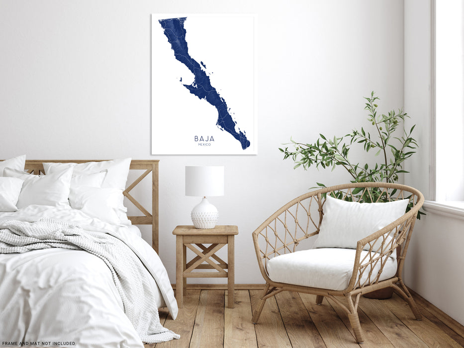 Baja, Mexico map print in Midnight by Maps As Art.