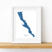 Framed map of Baja California on a white wall