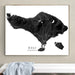 Framed map of Bali, Indonesia on a wall above a white bench.
