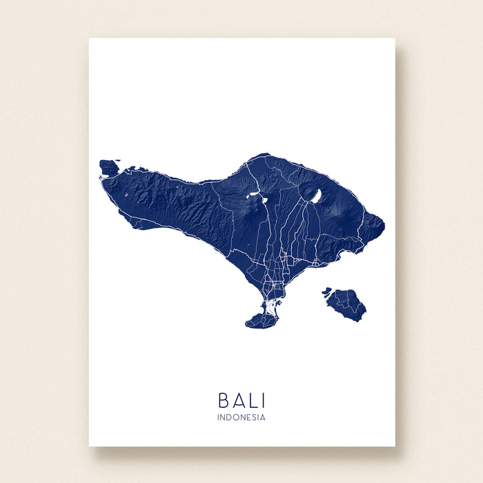 Map of Bali, Indonesia on a white background