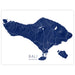 Map of Bali, Indonesia in blue on a white background